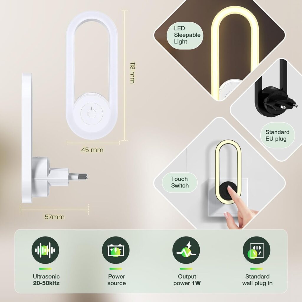 Luce LED antizanzare con sensore touch e alimentazione EU.