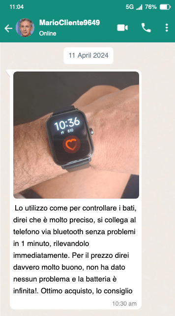 SmartWatch Salute con monitoraggio battiti cardiaci e notifiche.