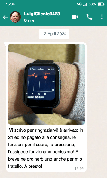 SmartWatch Salute con monitoraggio battito cardiaco e pressione.