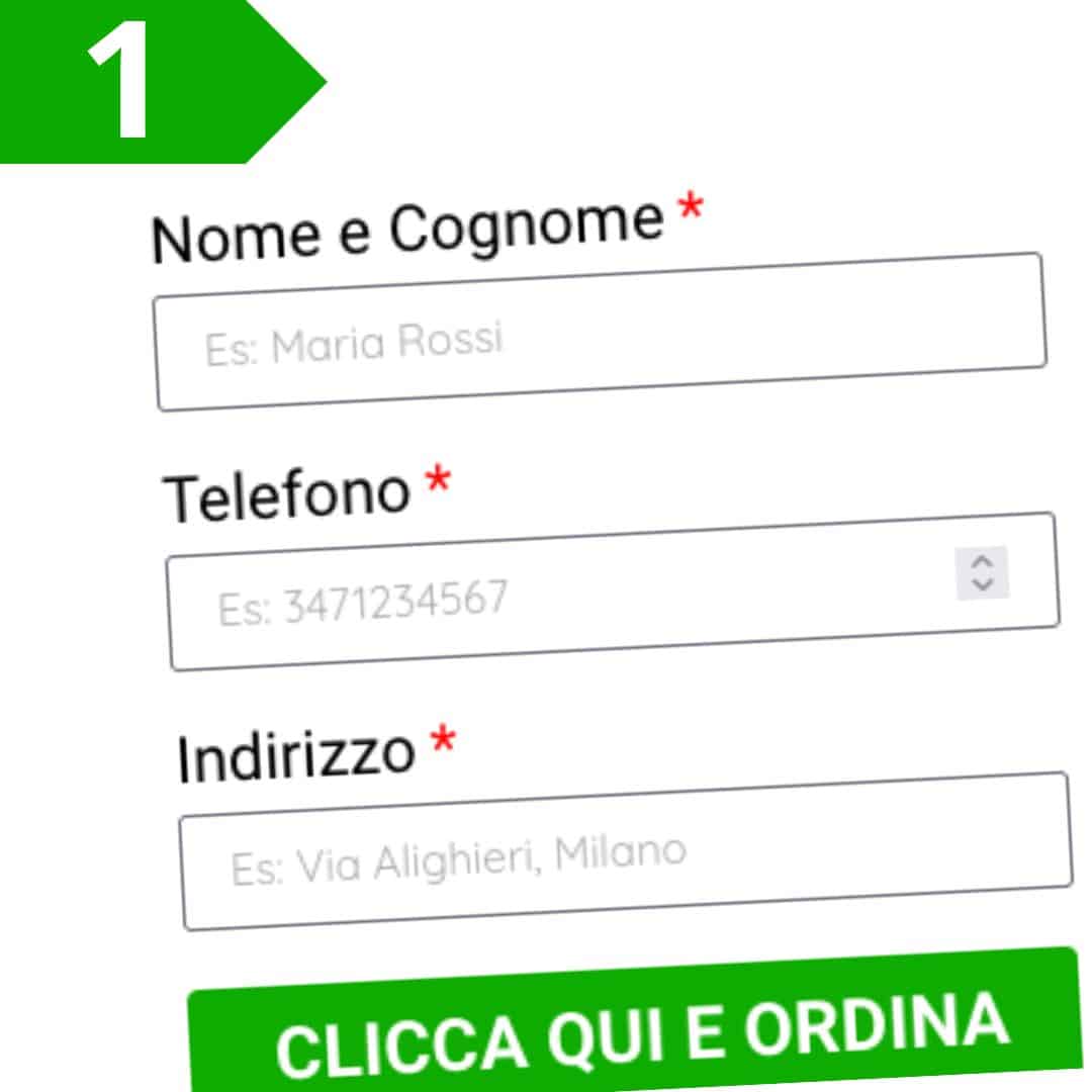Modulo di ordine online per Parasole Auto con campi nome, telefono e indirizzo.