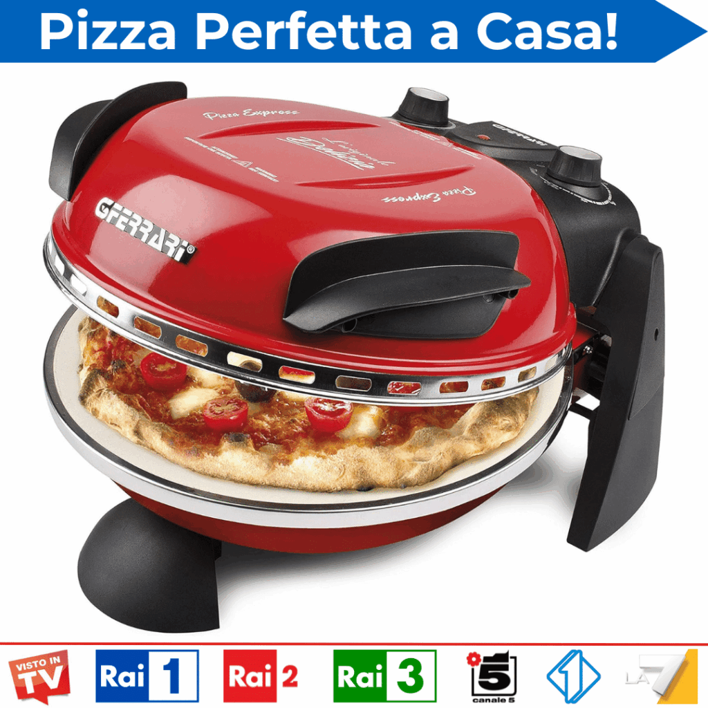 Forno elettrico per pizza con superficie di cottura rotonda.