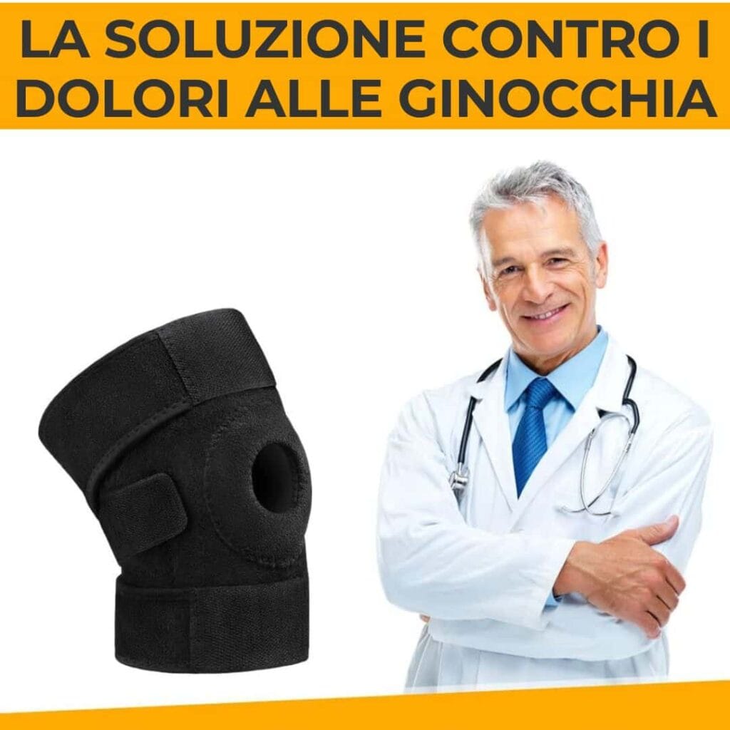 Tutore ginocchia con fascia per supporto e dolore alle ginocchia.
