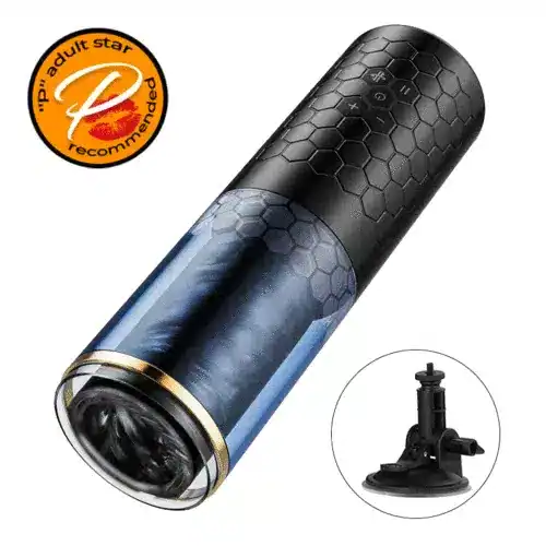 Stimolatore vibrante con superficie in hexagoni e supporto incluso.